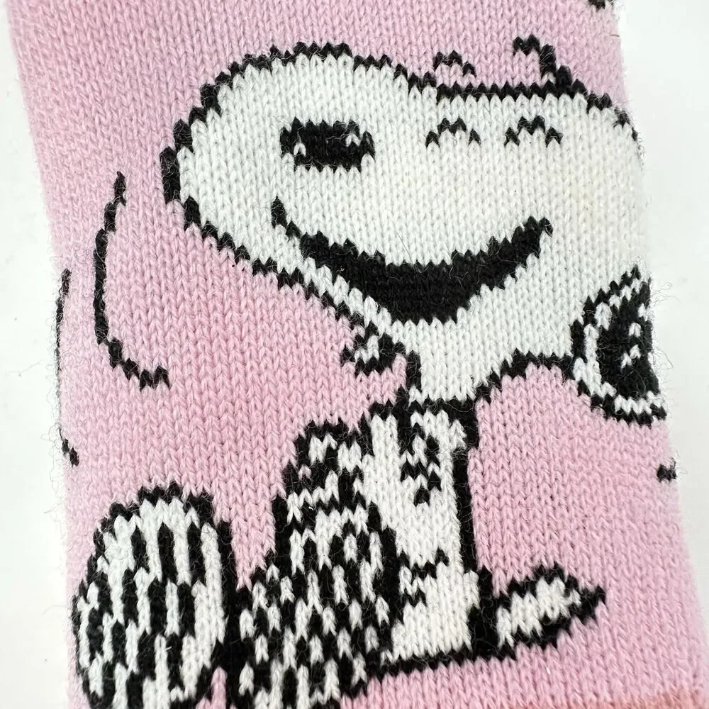 NWT Peanuts Snoopy & Woodstock Pink Sherpa Lined Slipper Socks Non-Slip OSFM